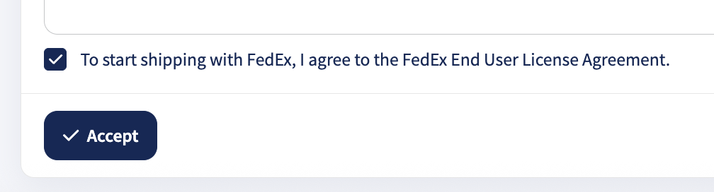 Accettazione del FedEx End User License Agreement