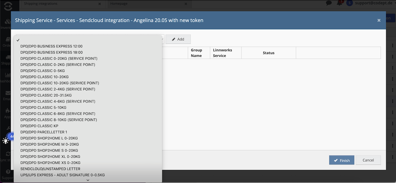 Add a Sendcloud shipping method in Linnworks