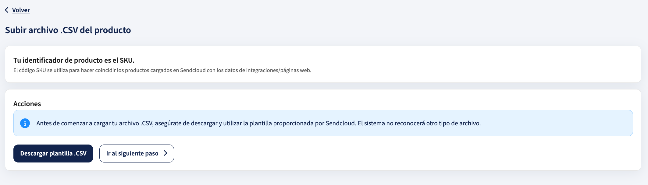 Plantilla CSV de productos