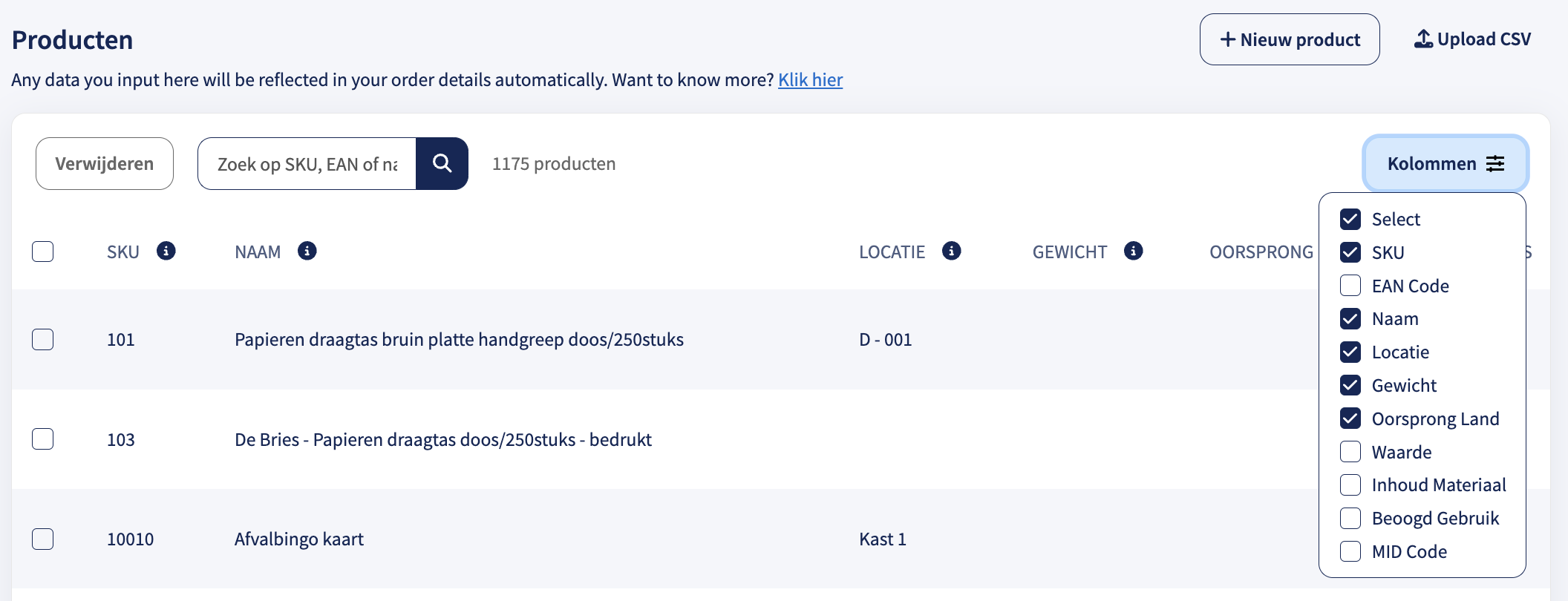 Productweergave aanpassen