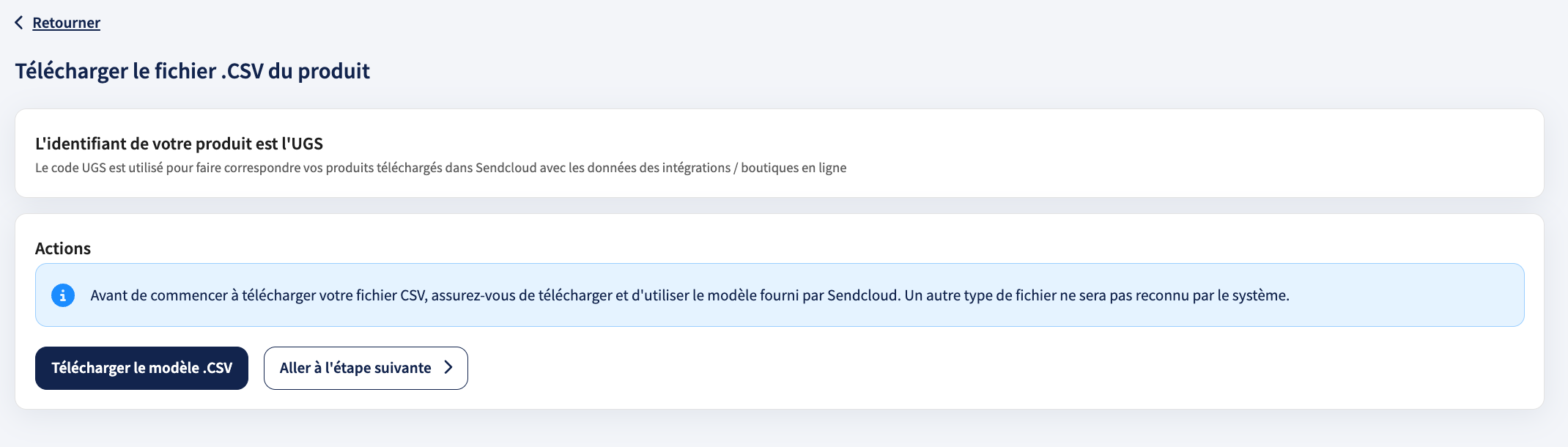 Modèle CSV produits