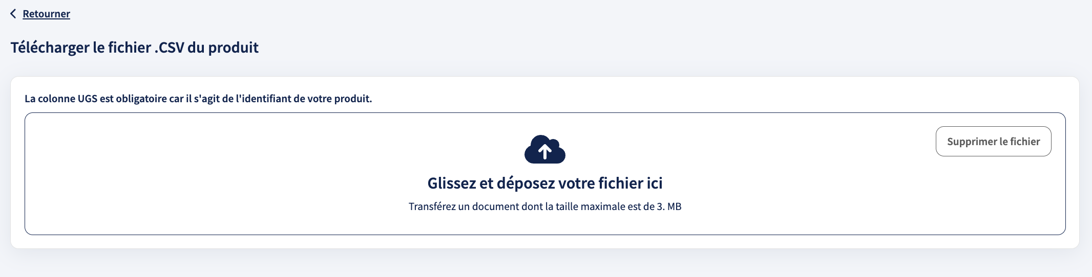 Téléversement du fichier CSV