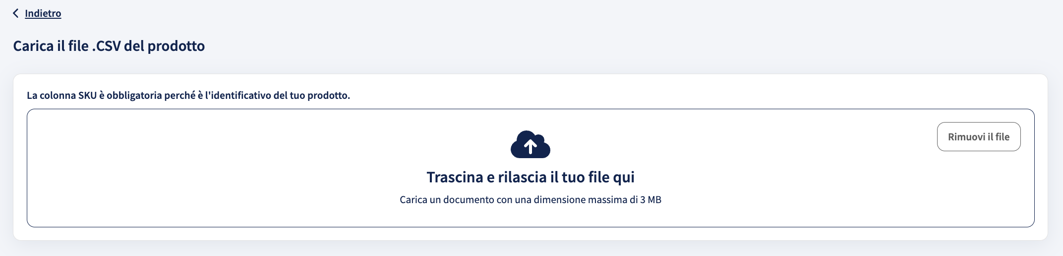 Carica file CSV