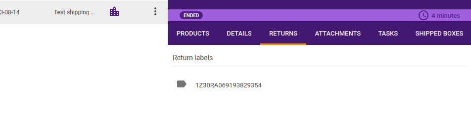 Return tracking number in Pulpo (Returns tab)