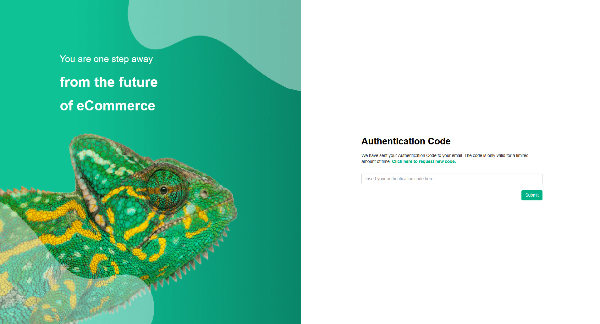 eCommeleon authentication code page